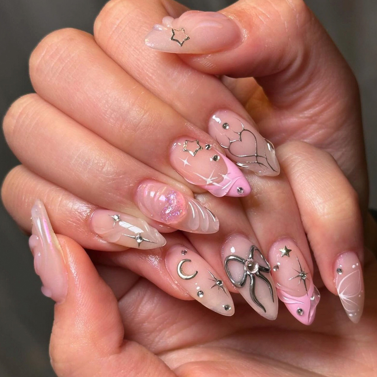 Nail Art Valentine - 24-delige strik kunstnagels sets druk op