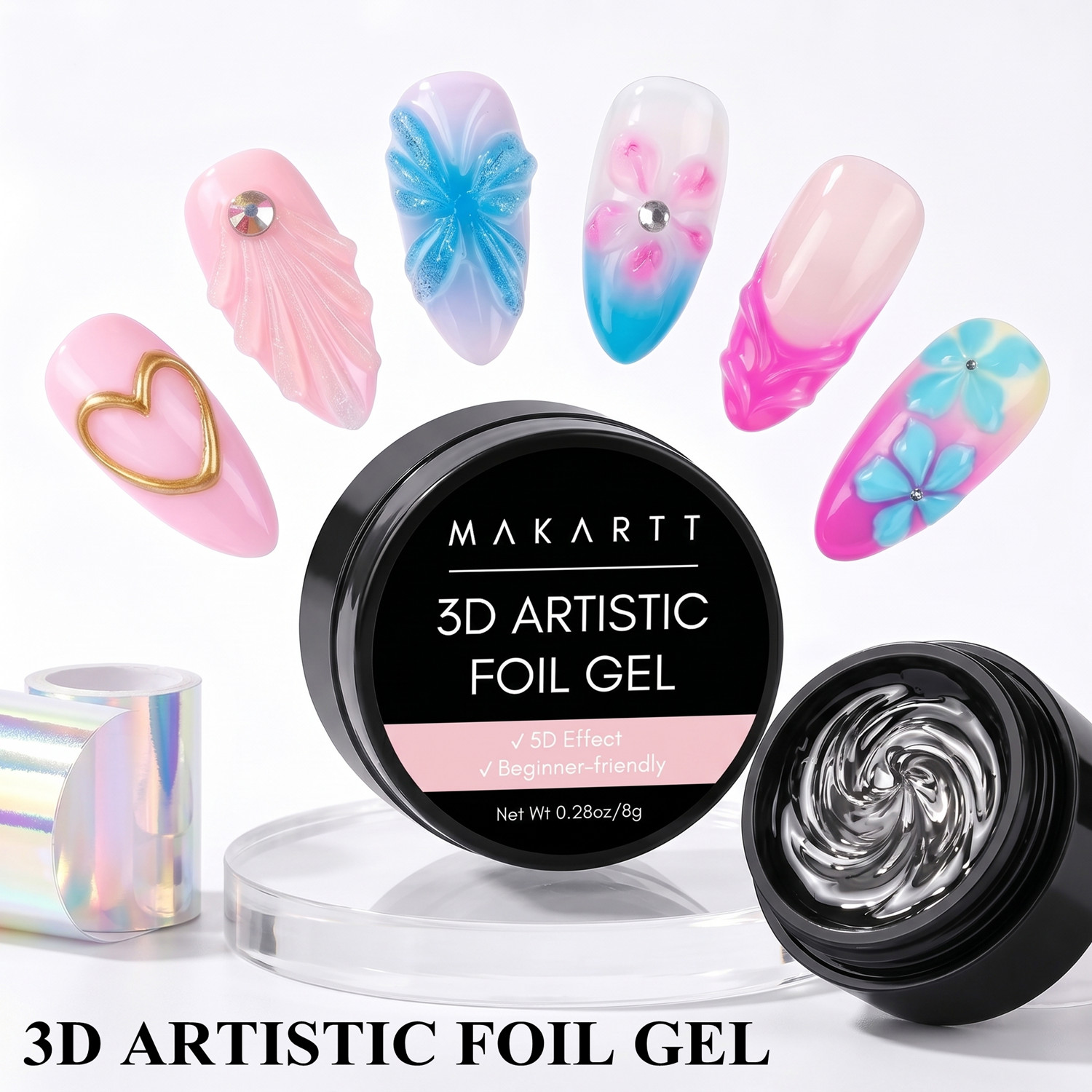 Uv Led Lamp Nail - Makartt 3D Nagellak Gel 8ml Nagelfolie