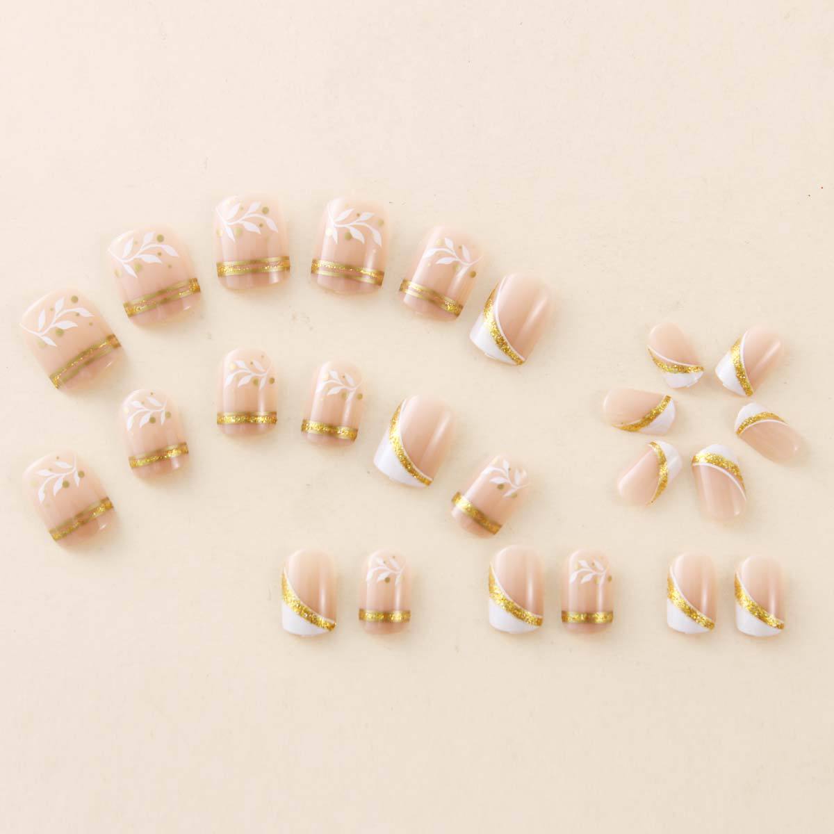 Nail Art Fake Nails - Naakte korte vierkante opdruk nagels met