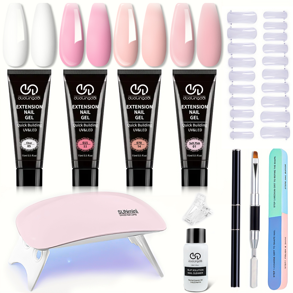Polygel Nail Kit - 4-kleuren poly gel nagelverlengingsset - sterke