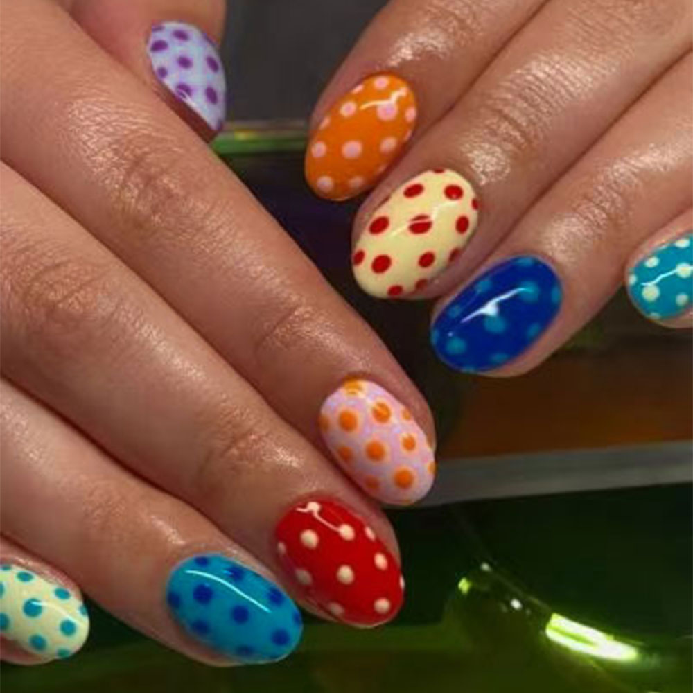 Nail Art Oval - 24 stuks/set korte ovale polka dot