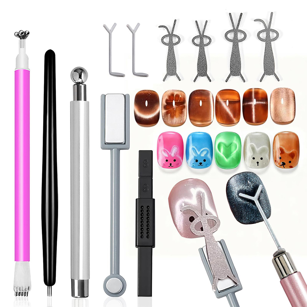 Nail Art Full Color - 11-delige Cat Eye nagelkunst magneetset met