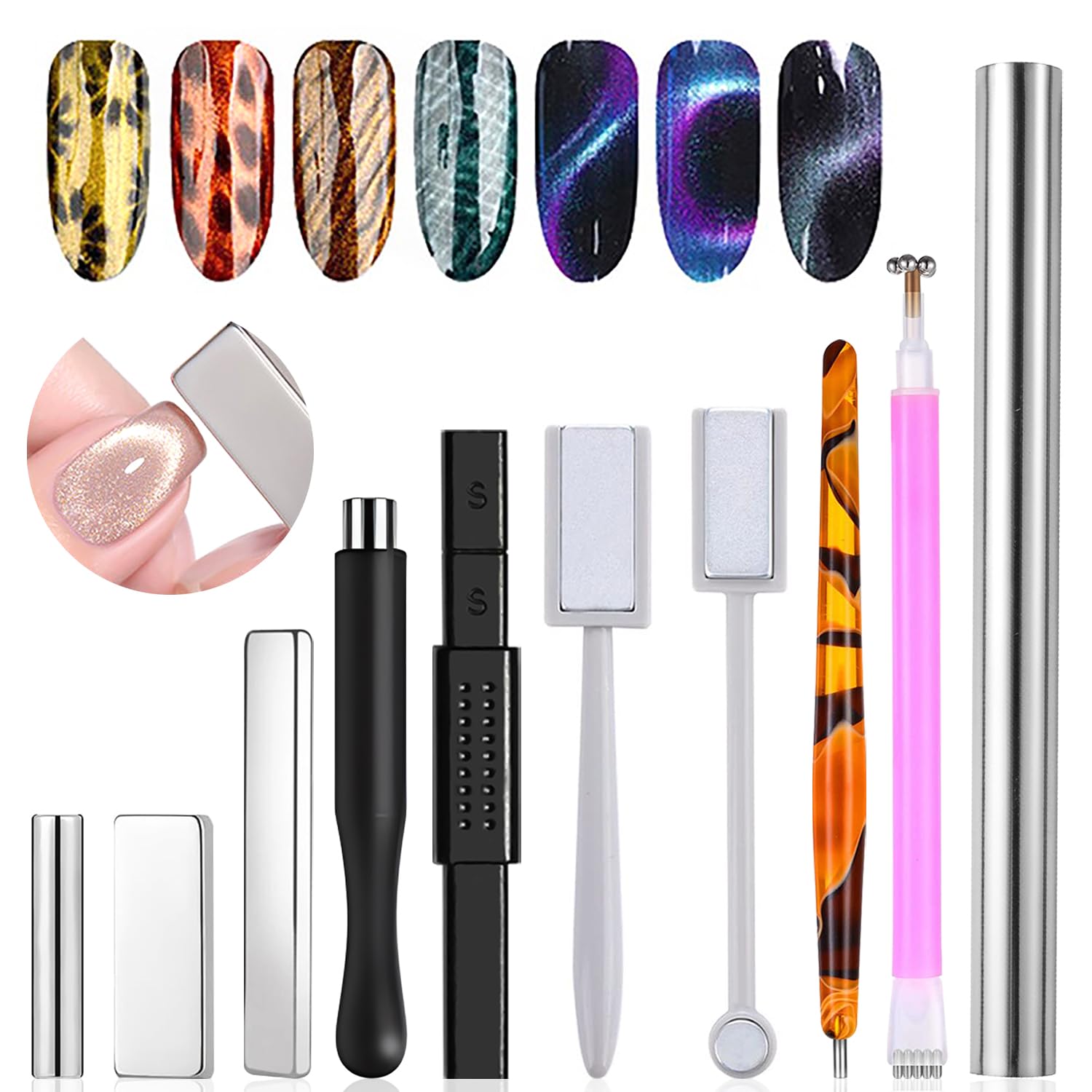 Nail Art Full Color - 10 stuks Cat Eye magneetset nagelkunst