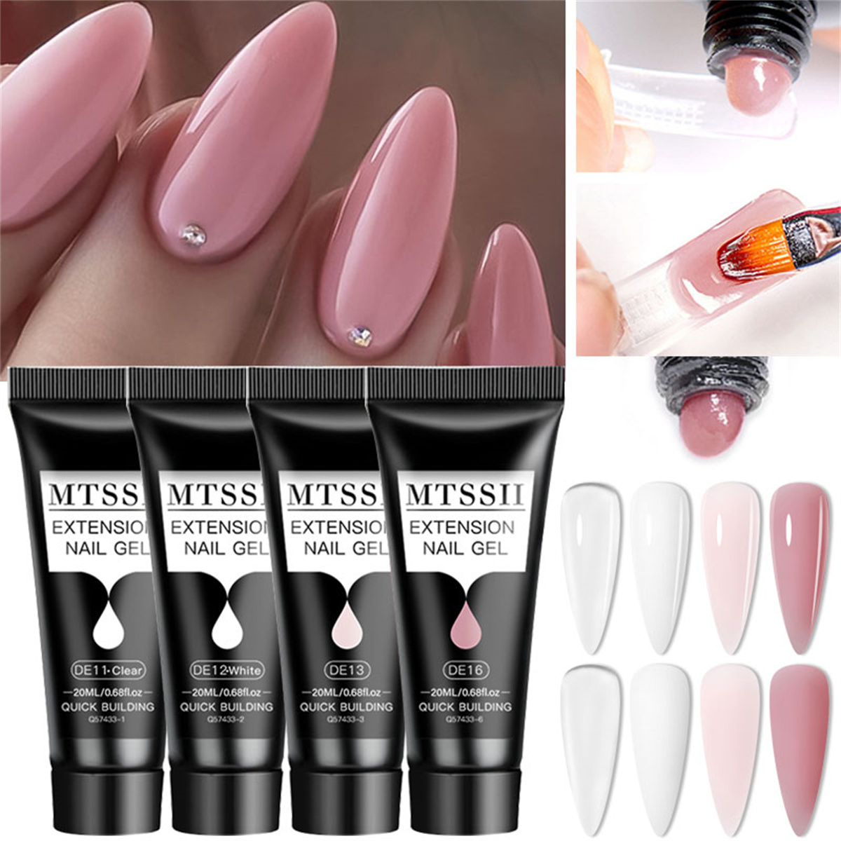 Polygel Nail Kit - 4/6/8 stuks 20ml Poly Nagelverlengingsgel Set