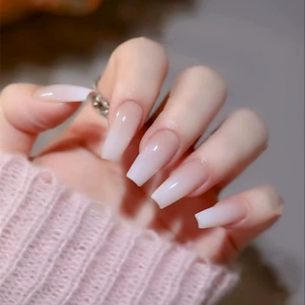 Nail Art Full Color - 24 stuks/doos Lange Kistvormige Kunstnagels Roze