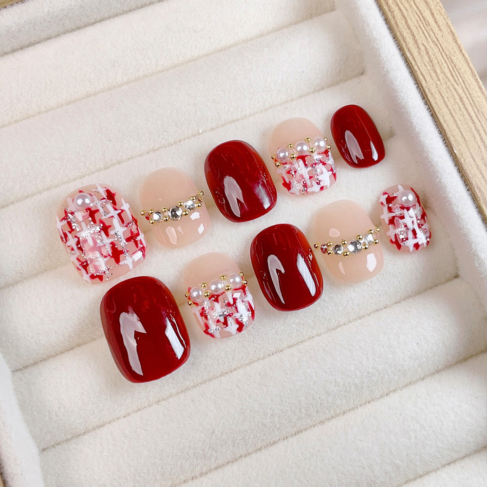 Nail Art Fake Nails - 10 stuks korte vierkante ronde handgemaakte