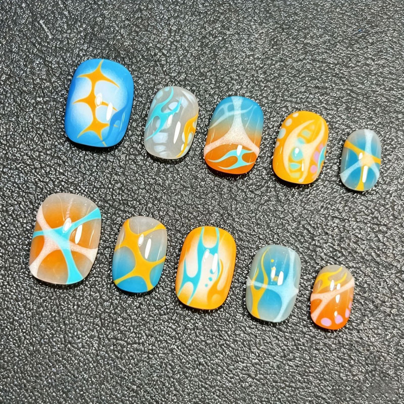 Nail Art Oval - 10 stuks gepersonaliseerde nagels met patroonontwerp,