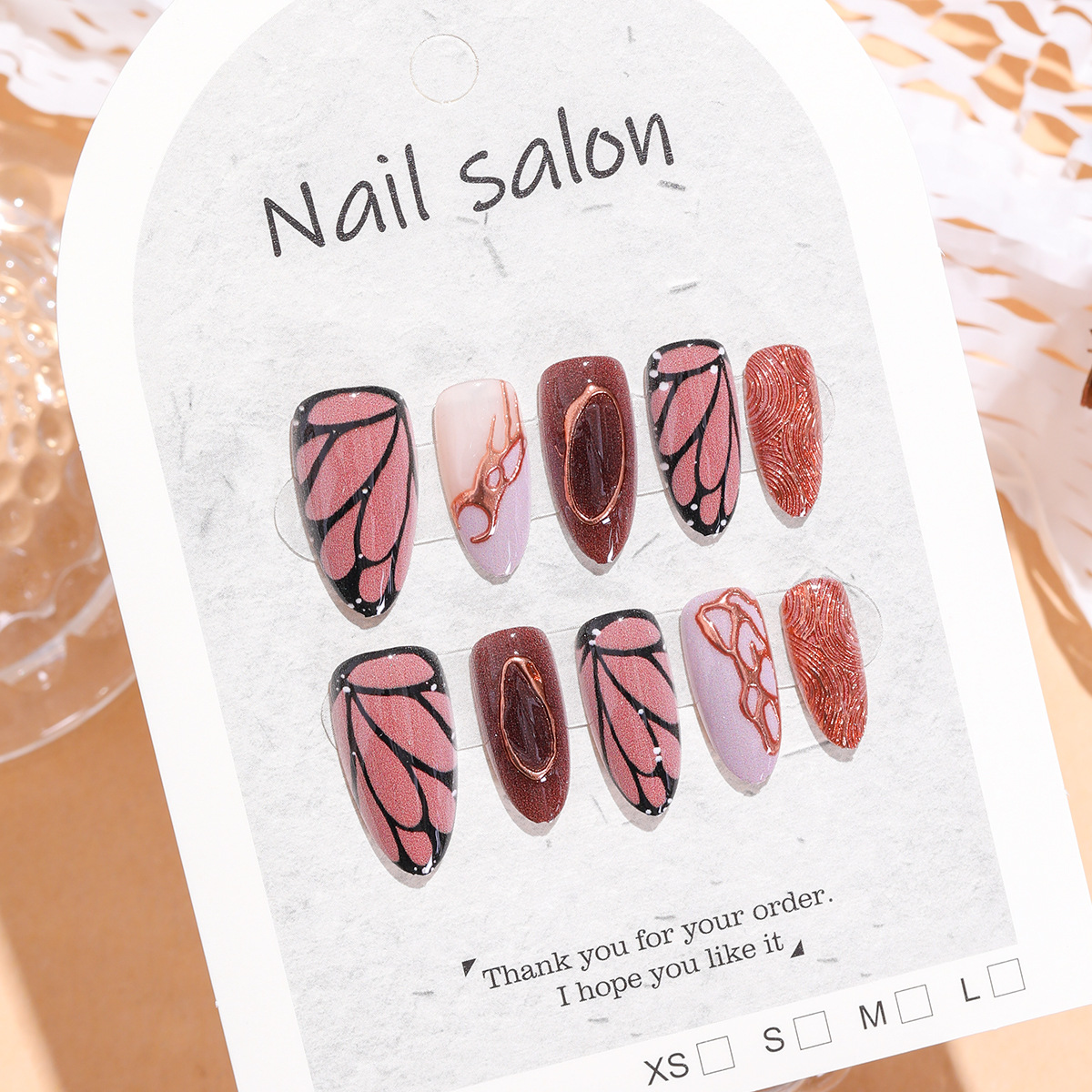 10 stuks chocoladebruine vlind - Nail Art Fake Nails recensie en prijs