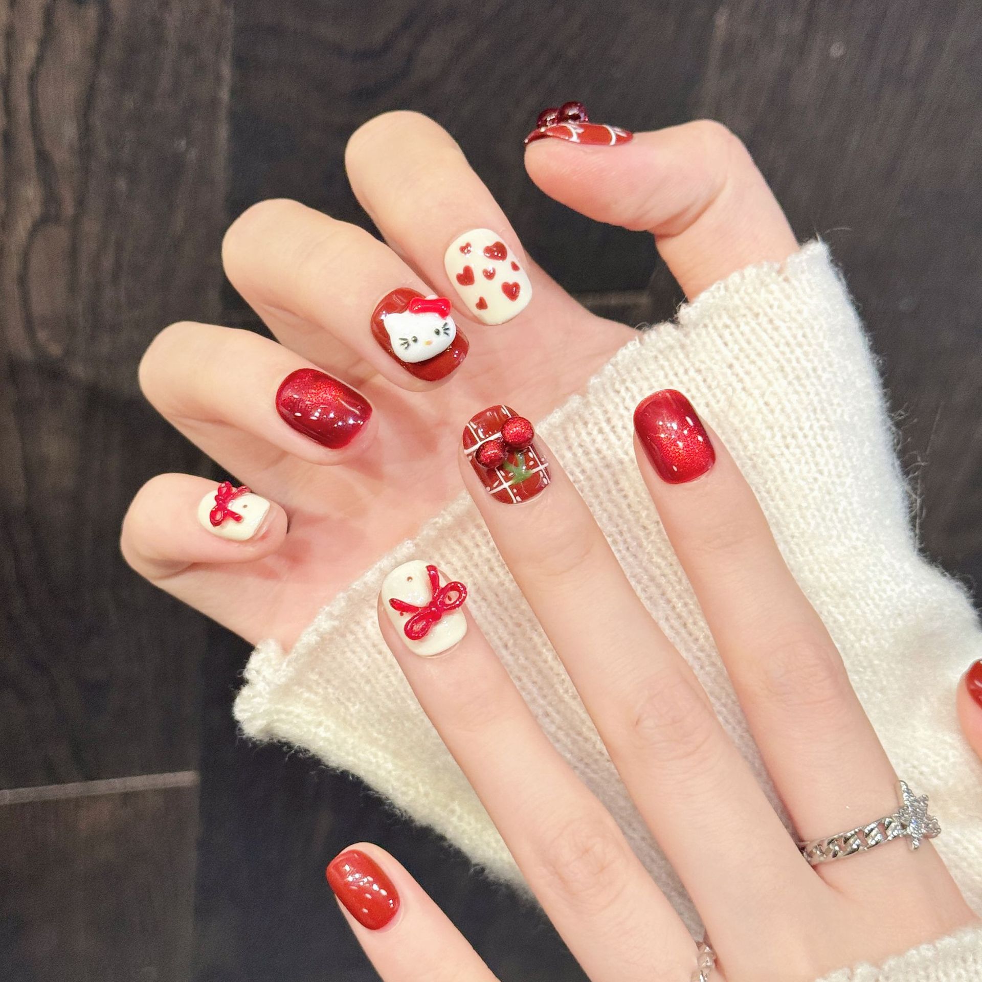 10 stuks handgemaakte nagelkun - Nail Art Red Cherry recensie en prijs