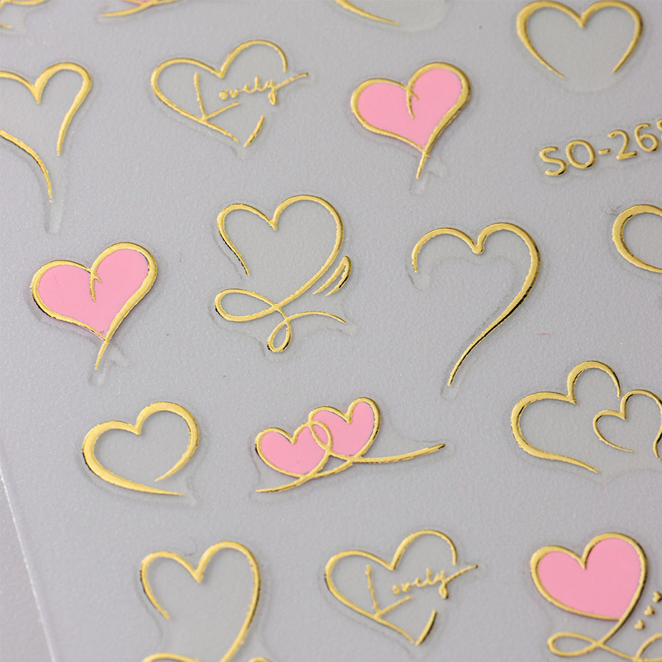 3pcs Y2K Gold Wave Line Heart  - Nail Art Valentine recensie en prijs