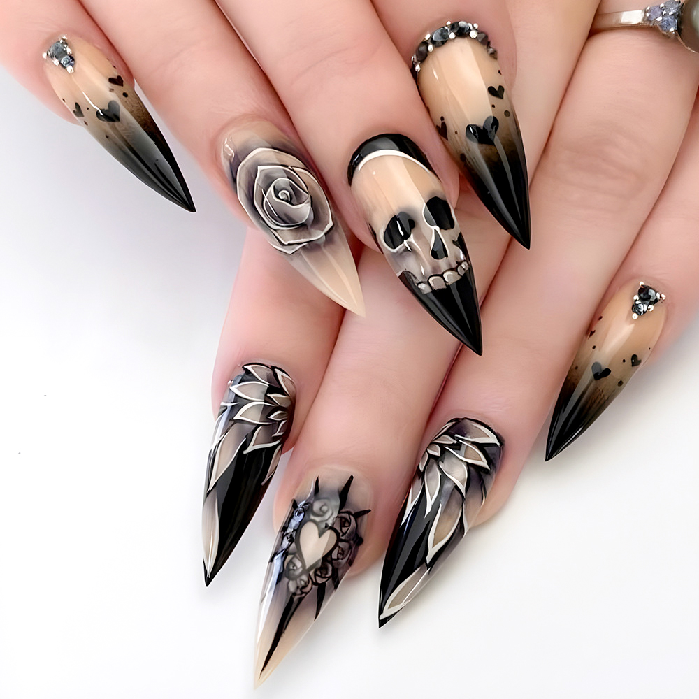 24Pc Zwarte Gradiënt Schedel A - Nail Art Vampire recensie en prijs